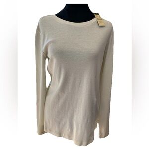 🆕Eddie Bauer Favorite crew ladies ivory Ladies size Large NWT all cotton layer